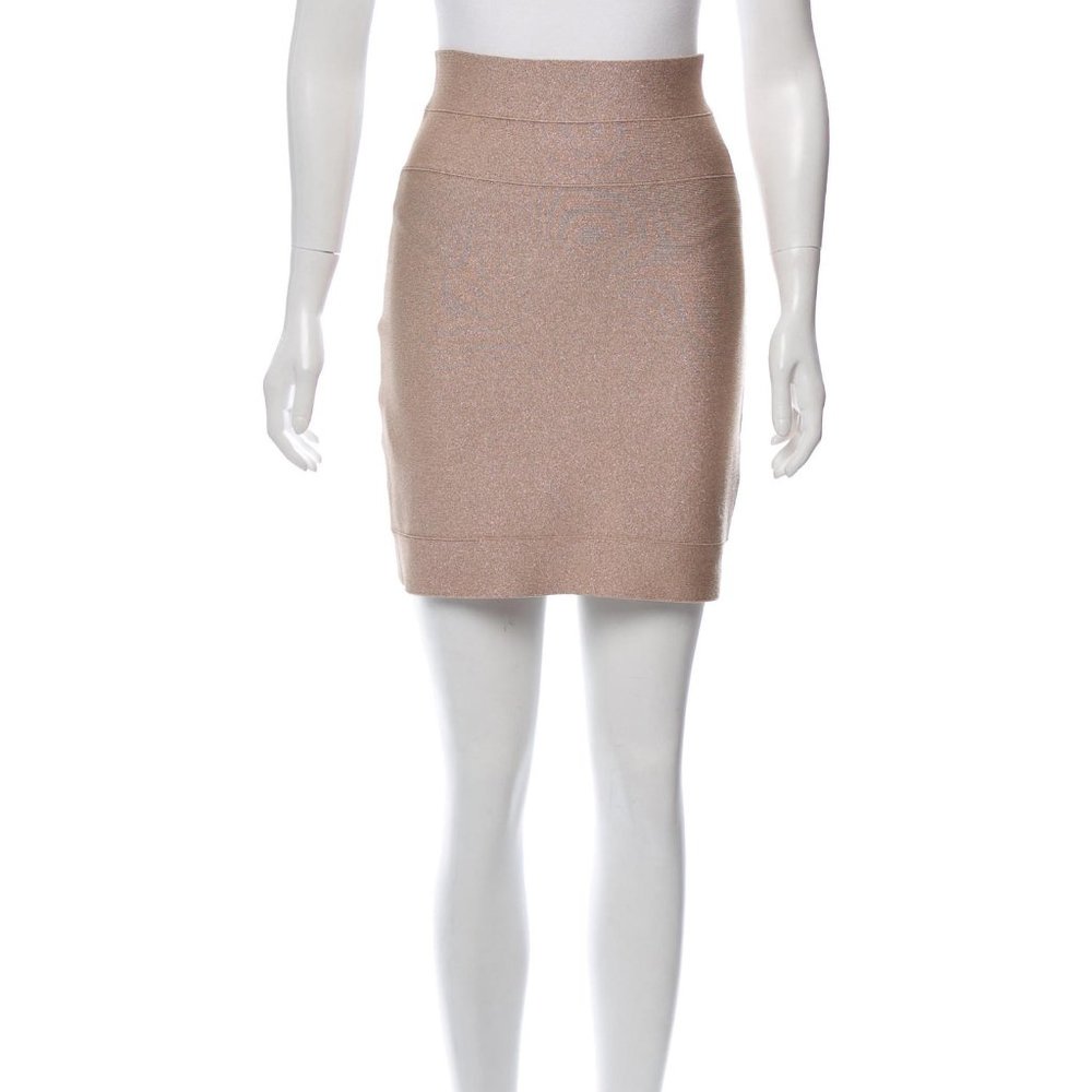 Gold Herve Leger mini skirt